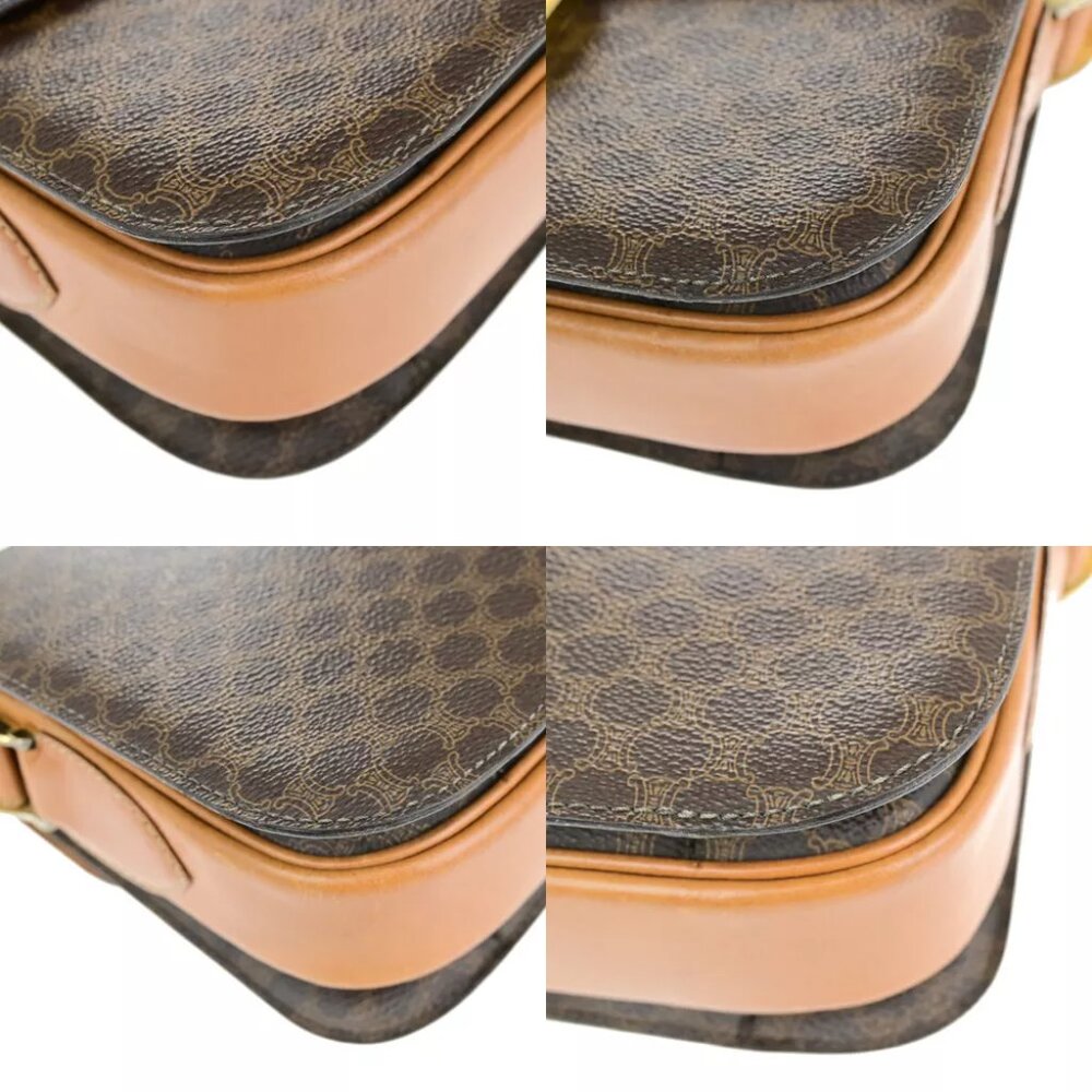 CELINE Macadam Pattern Horse Carriage Shoulder Bag PVC Leather Brown GHW 98YG603 - Picture 8 of 15